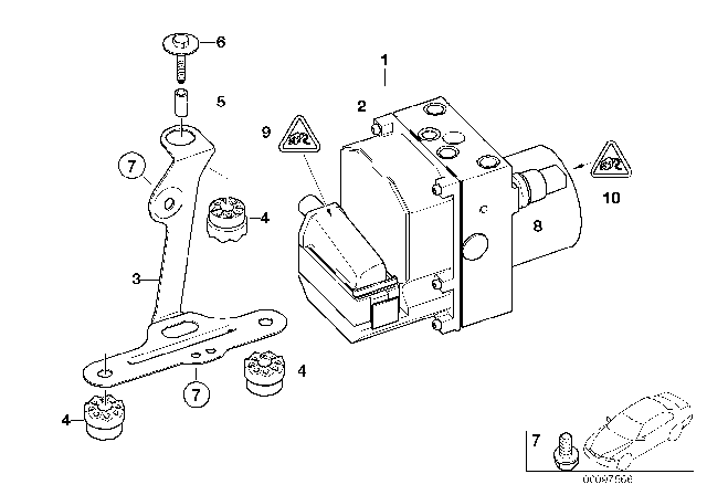 2003 BMW 745Li Hydro Unit DSC / Control Unit / Fastening Diagram