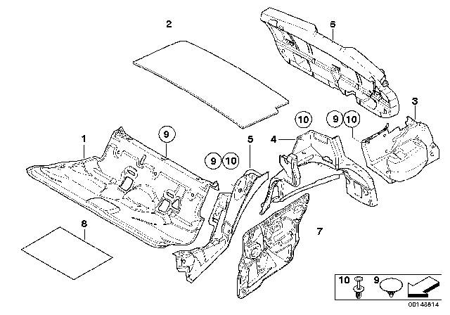 2008 BMW 328i Sound Insulation Trunk Right Diagram for 51487068940