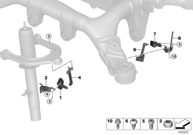 2019 BMW X5 Headlight Vertical Aim Control Sensor Diagram