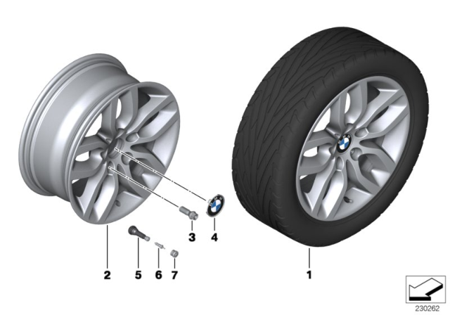 2015 BMW X4 Light Alloy Disc Wheel Reflexsilber Diagram for 36116787576