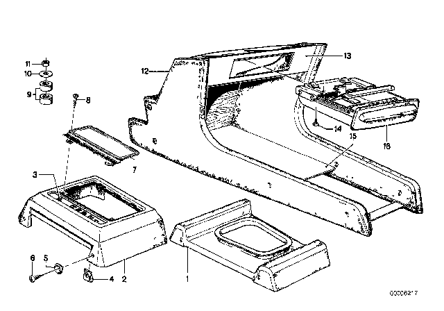 1977 BMW 320i Storing Partition - Ashtray Front Diagram