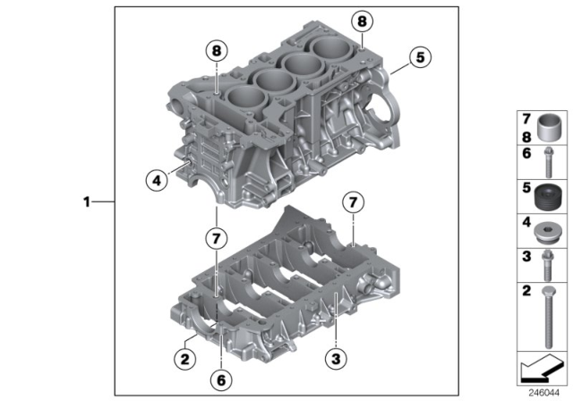 2015 BMW X1 Engine Block & Mounting Parts Diagram 1