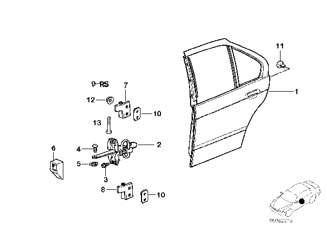 1998 BMW M3 Rear Door - Hinge / Door Brake Diagram