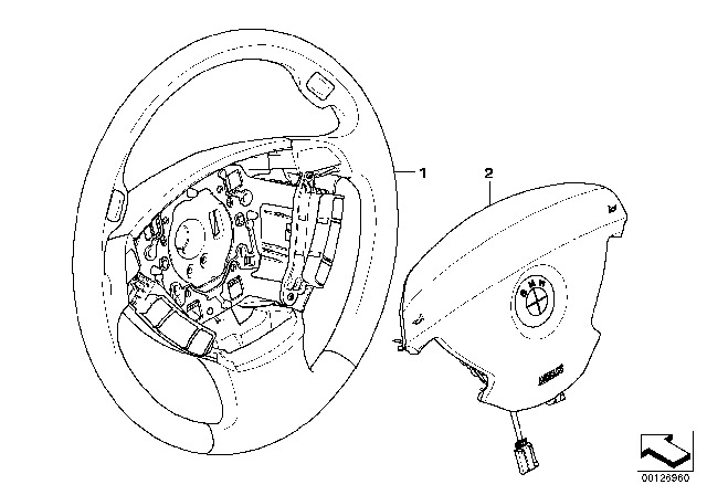 2008 BMW 750i Steering Wheel Leather Diagram for 32346783492