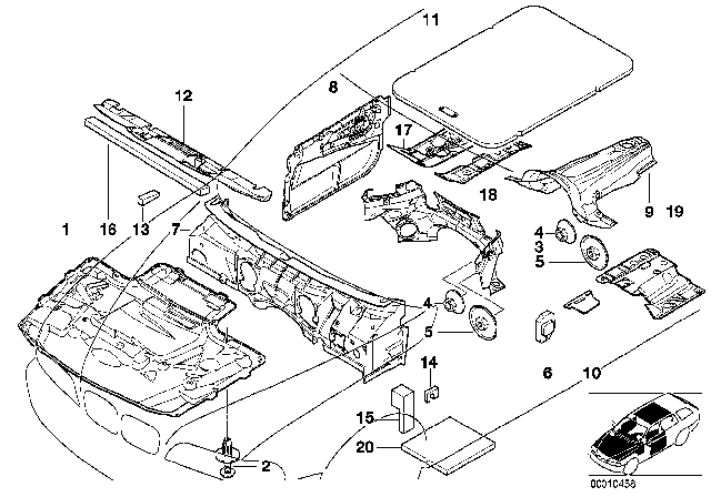 2000 BMW 540i Sound Insulating Diagram 1