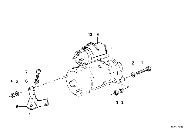 1987 BMW 325e Starter Mounting Parts Diagram