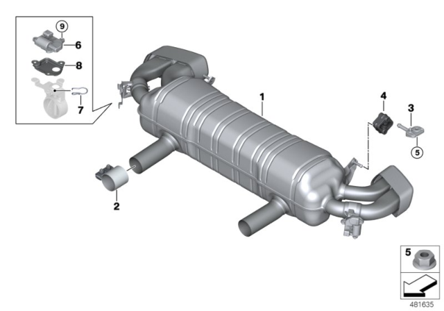 2018 BMW M550i xDrive Rear Exhaust Flap Muffler Diagram for 18308663576