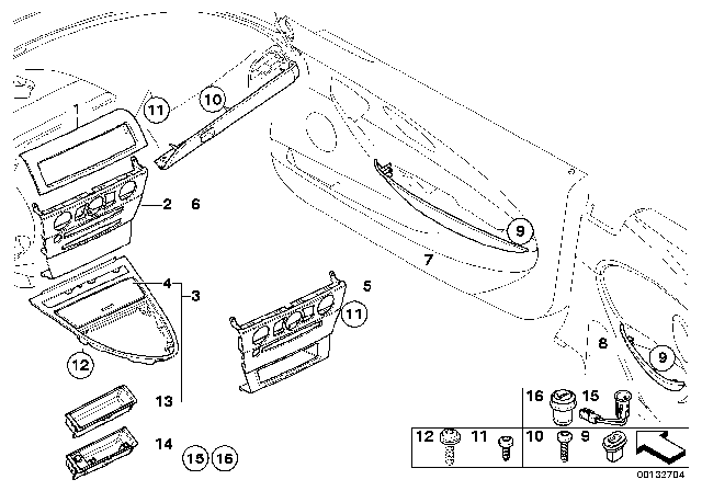 2007 BMW 650i Decorative Strips Diagram