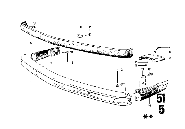 1972 BMW 3.0CS Bumper USA, Front Diagram 3