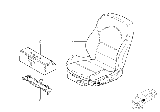 2006 BMW M3 Seat Leather Front Left Diagram for 52100142743