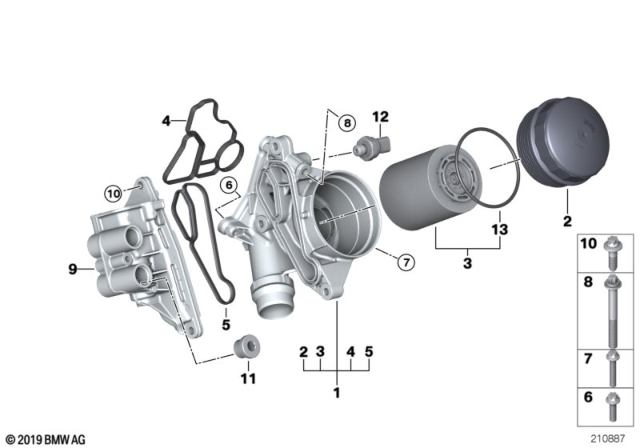 2010 BMW 535i xDrive Lubrication System - Oil Filter Diagram