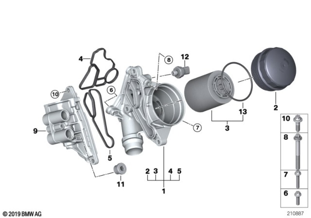 2013 BMW 640i Lubrication System - Oil Filter Diagram