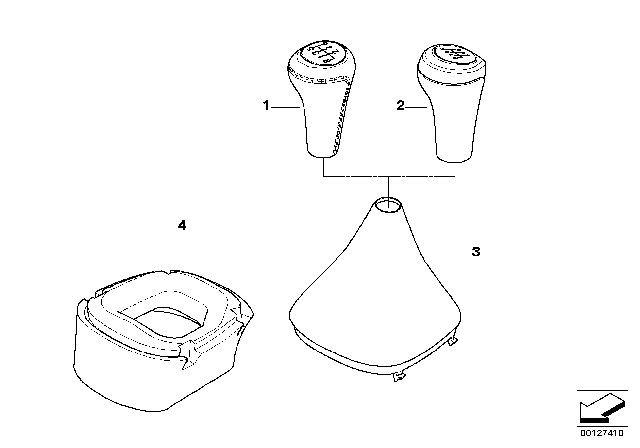 2004 BMW X3 Gear Shift Knobs / Shift Lever Coverings Diagram