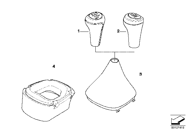 2003 BMW Z4 Gear Shift Knobs / Shift Lever Coverings Diagram