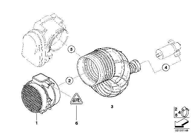 2004 BMW X3 Mass Air Flow Sensor Diagram for 13627513956