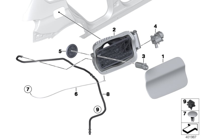 2011 BMW X3 Fill-In Flap Diagram