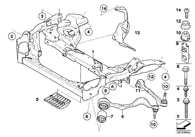 2010 BMW 335i Front Axle Support, Wishbone / Tension Strut Diagram