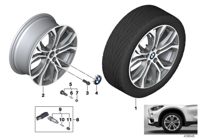 2018 BMW X2 Light Alloy Rim, Black Diagram for 36116883503