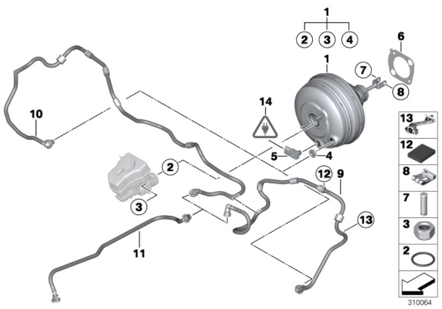2011 BMW 535i Power Brake Booster Servo Diagram for 34336792956