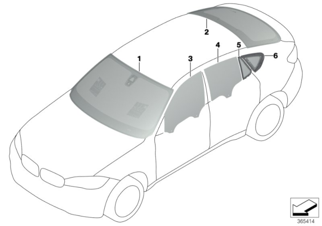 2019 BMW X6 Glazing Diagram