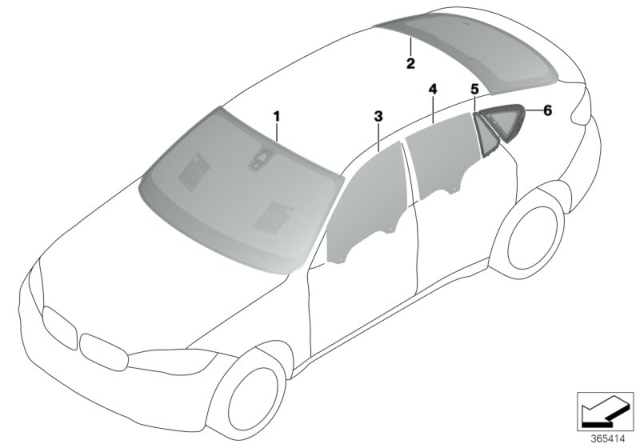 2015 BMW X6 M Glazing Diagram