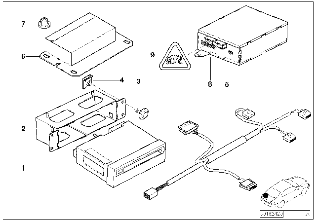 2001 BMW X5 Support Bracket, Navigation Computer Diagram for 65908385987