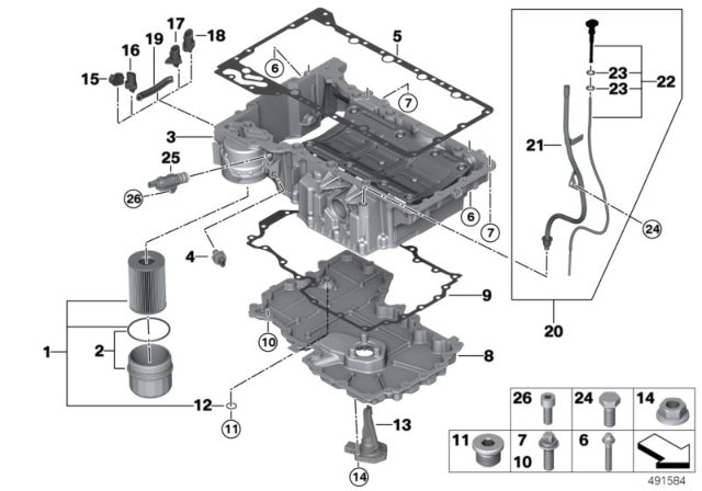 2019 BMW 750i xDrive Oil Sump / Oil Filter / Oil Measuring Device Diagram