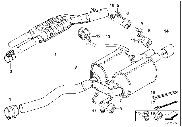 2008 BMW 550i Tailpipe Trim, Chrome Diagram for 18307536038