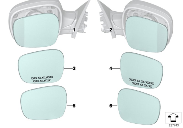 2017 BMW X3 Mirror Glass, Plane, Left Diagram for 51162991665