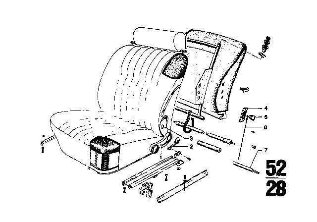 1972 BMW 3.0CS Single Parts Of Front Seat Controls Diagram 3