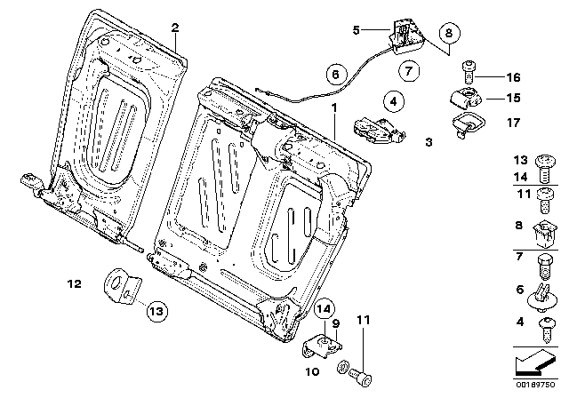 2011 BMW 135i Seat, Rear, Seat Frame Diagram