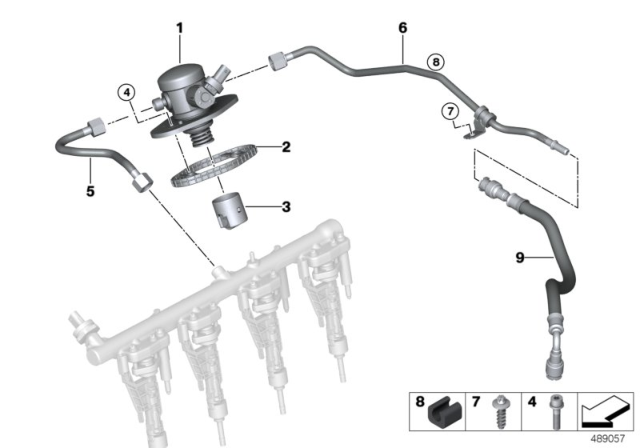 2020 BMW 330i xDrive High-Pressure Pump / Tubing Diagram