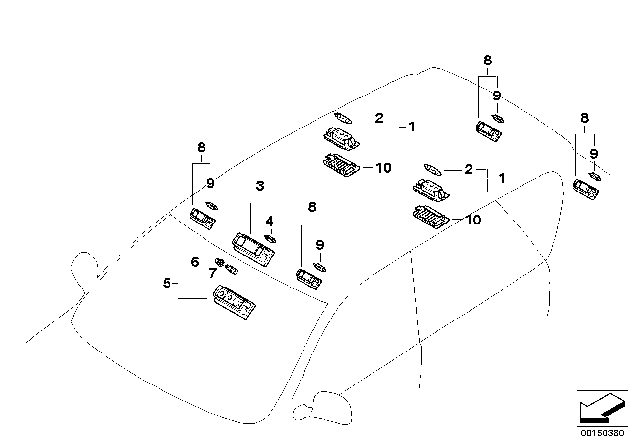 2006 BMW X3 Overhead Interior Light Diagram