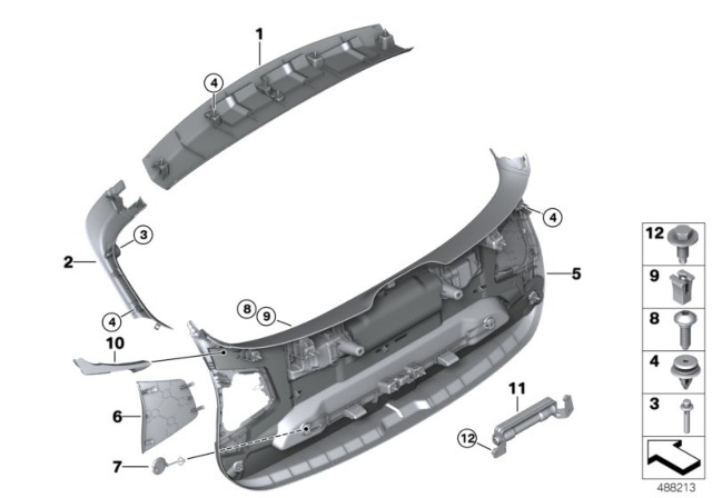 2020 BMW X2 Trim Panel, Rear Trunk / Trunk Lid Diagram 2