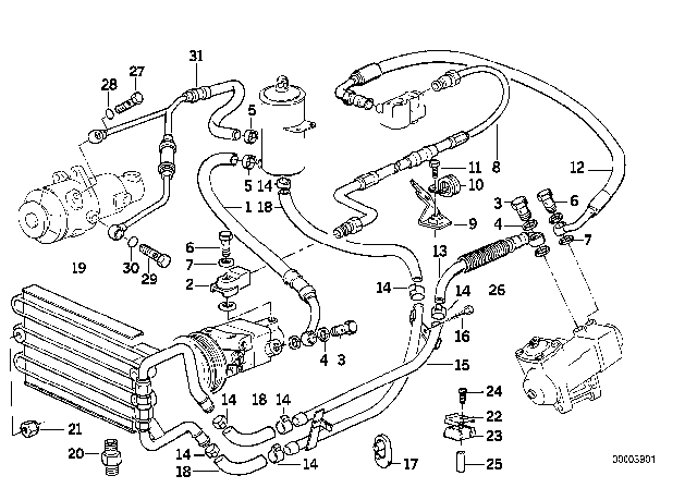 1993 BMW 850Ci Return Pipe Diagram for 32411137556