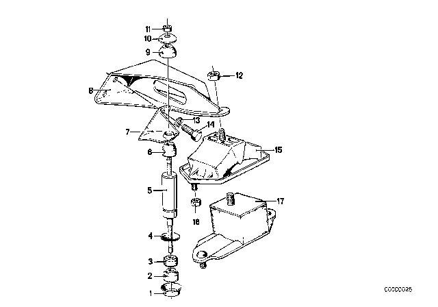 1981 BMW 733i Rubber Mounting Right Diagram for 11811175200
