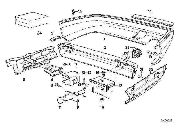 1989 BMW 735iL Bumper Trim Panel, Rear Diagram