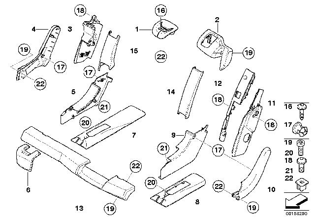 2011 BMW X5 Seat, Rear, Seat Trims Diagram 2