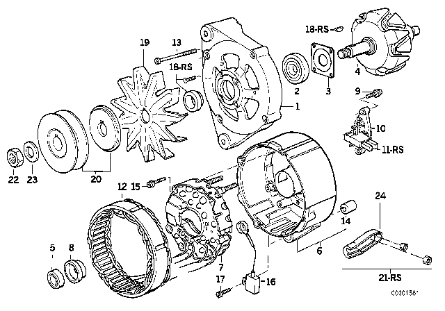 1991 BMW 318i Alternator Diagram for 12311721692