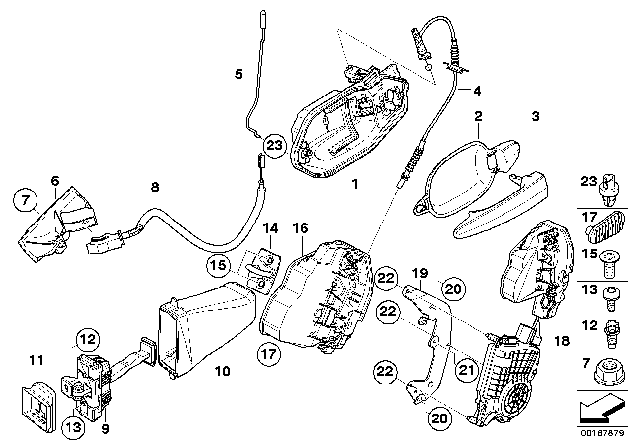 2006 BMW M5 Rear Door Control / Door Lock Diagram