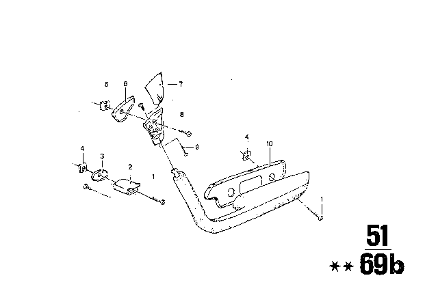 1976 BMW 3.0Si Armrest, Rear Diagram 3