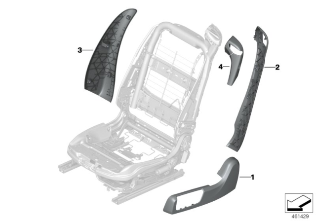 2014 BMW 435i Individual Seat Trims, Front Diagram