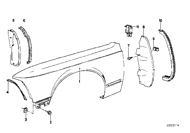 1979 BMW 733i Side Panel, Front Diagram