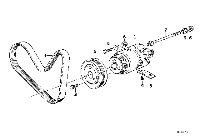 1994 BMW 530i Hydro Steering - Tandem Vane Pump Diagram