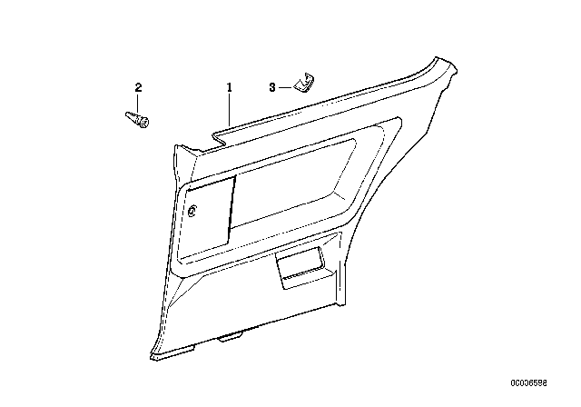 1997 BMW 318is Lateral Trim Panel Leather Rear Right Diagram for 51432251792