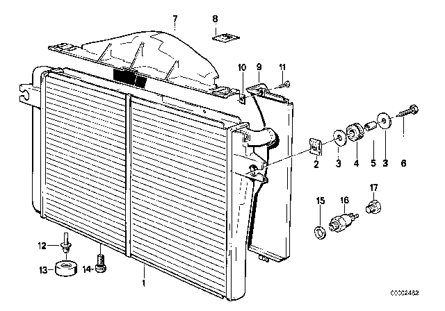 1987 BMW 535i Radiator / Frame Diagram