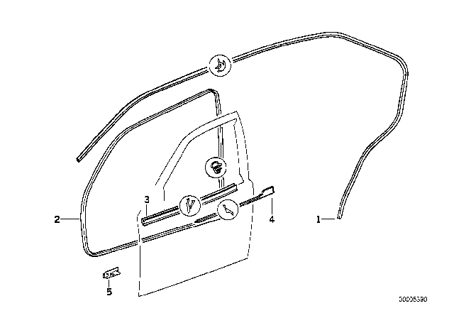 1996 BMW 318i Outer Weatherstrip, Right Diagram for 51211960648