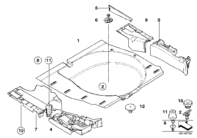 1999 BMW 528i Pad Floor Carpet, Right Front Diagram for 51478187268