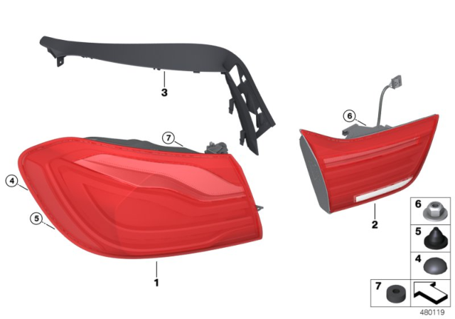 2019 BMW 430i REAR LIGHT IN THE SIDE PANEL Diagram for 63219491577