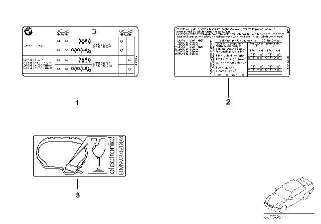 2008 BMW 750i Label "Tire Pressure" Diagram 1